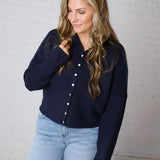 Haisley Button-Up Cardigan - Midnight