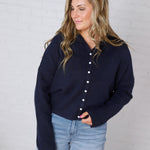 Haisley Button-Up Cardigan - Midnight