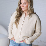 Haisley Button-Up Cardigan - Sand