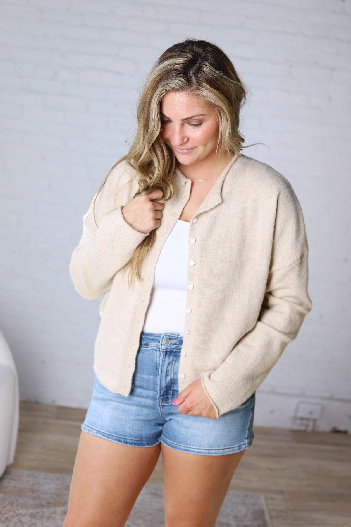 Haisley Button-Up Cardigan - Sand
