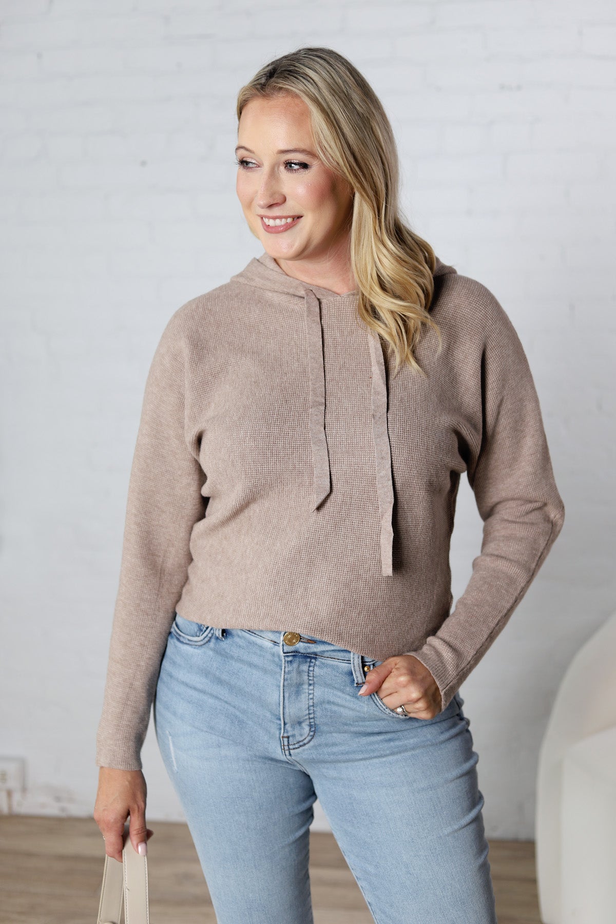 Haisley Hoodie Dolman Sweater - Stone