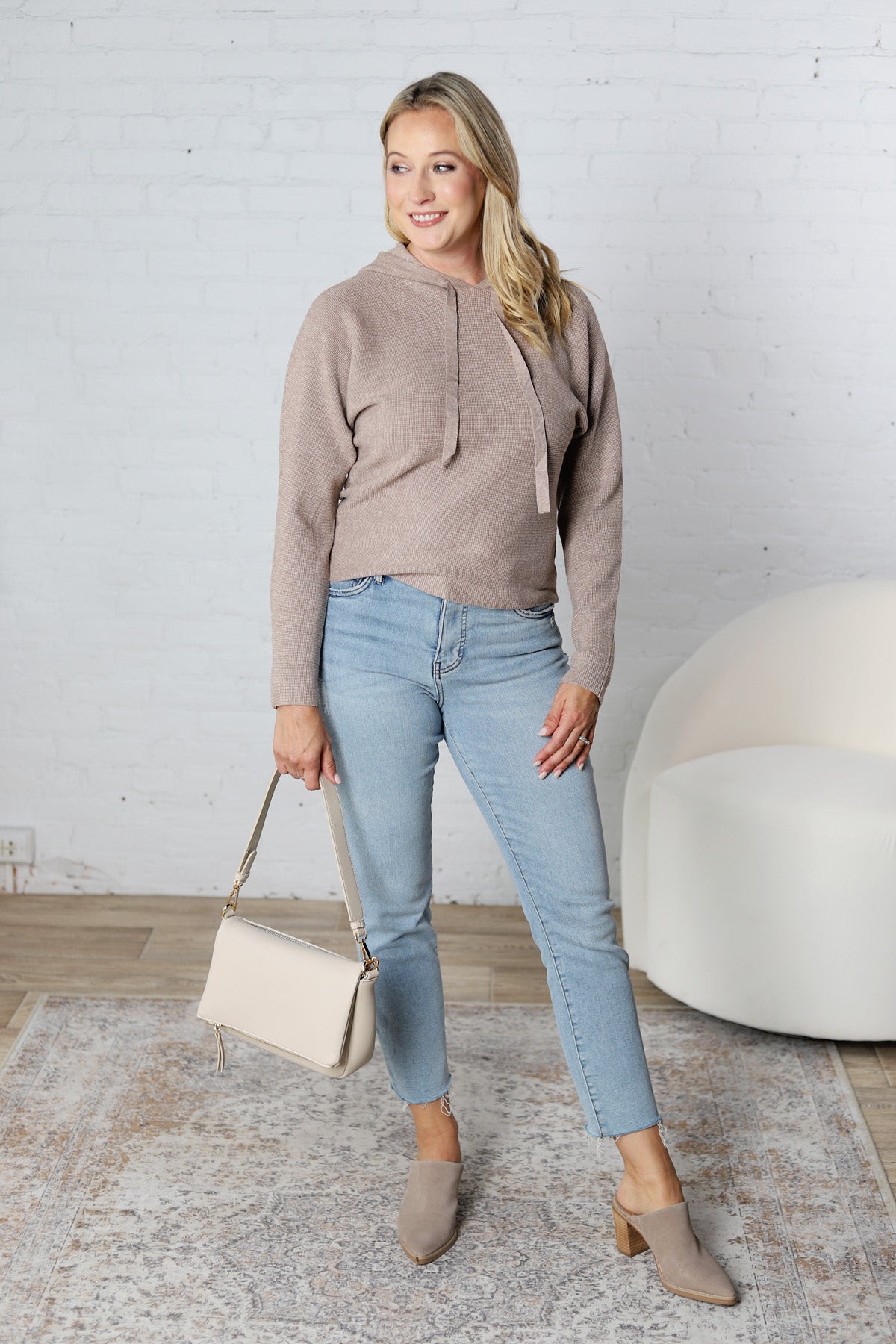 Haisley Hoodie Dolman Sweater - Stone