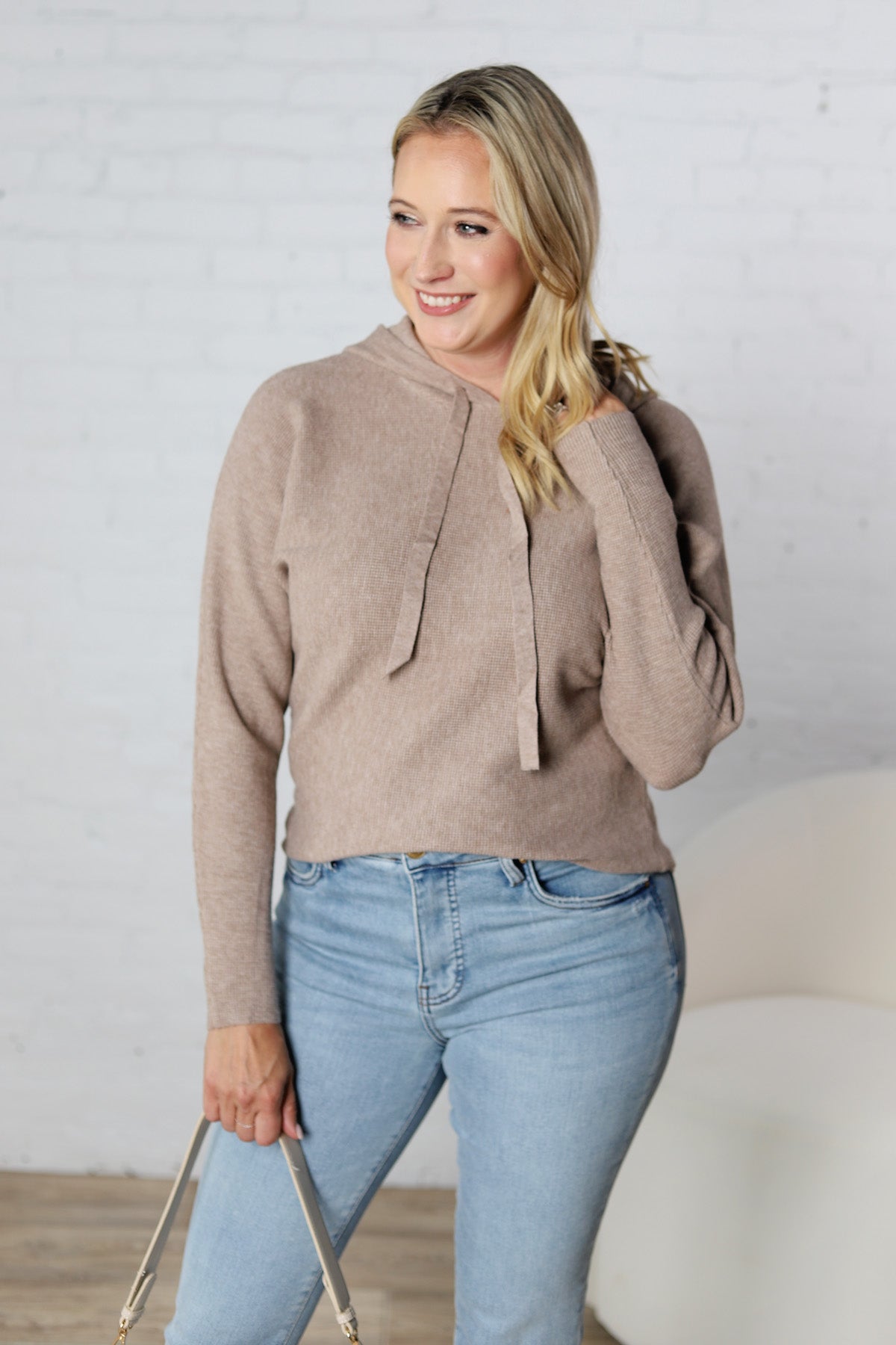 Haisley Hoodie Dolman Sweater - Stone