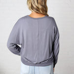 Haisley Modal Dorman Sleeve Top - Charcoal Blue