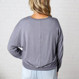 Haisley Modal Dorman Sleeve Top - Charcoal Blue