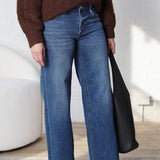 Haisley Raw Hem Wide Leg Jeans - Ingenuously Wash