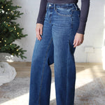 Haisley Raw Hem Wide Leg Jeans - Ingenuously Wash