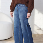 Haisley Raw Hem Wide Leg Jeans - Ingenuously Wash