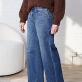 Haisley Raw Hem Wide Leg Jeans - Ingenuously Wash