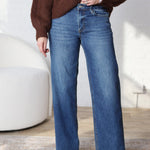 Haisley Raw Hem Wide Leg Jeans - Ingenuously Wash