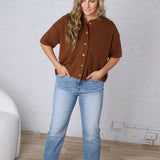 Haisleyn Button-Up Cardigan - Choco