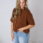 Haisleyn Button-Up Cardigan - Choco