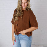 Haisleyn Button-Up Cardigan - Choco