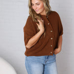 Haisleyn Button-Up Cardigan - Choco