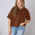 Haisleyn Button-Up Cardigan - Choco