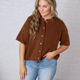 Haisleyn Button-Up Cardigan - Choco