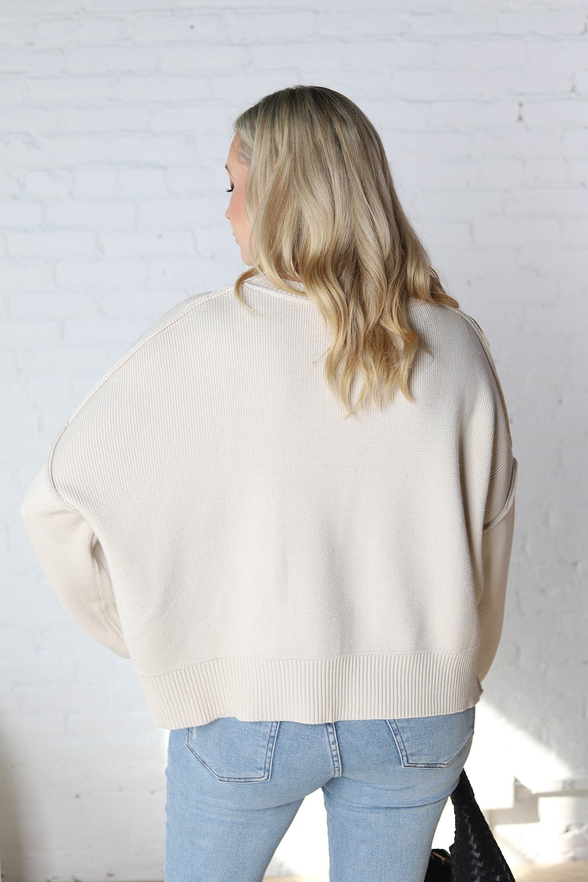 Halcyon Relaxed Crop Sweater - Natural- FINAL SALE