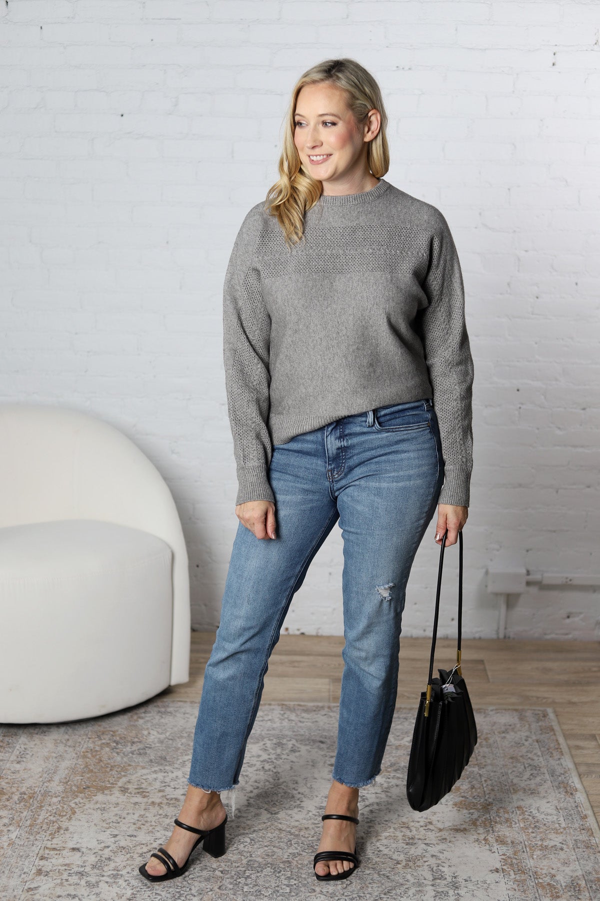 Halina Textured Sweater - Grey