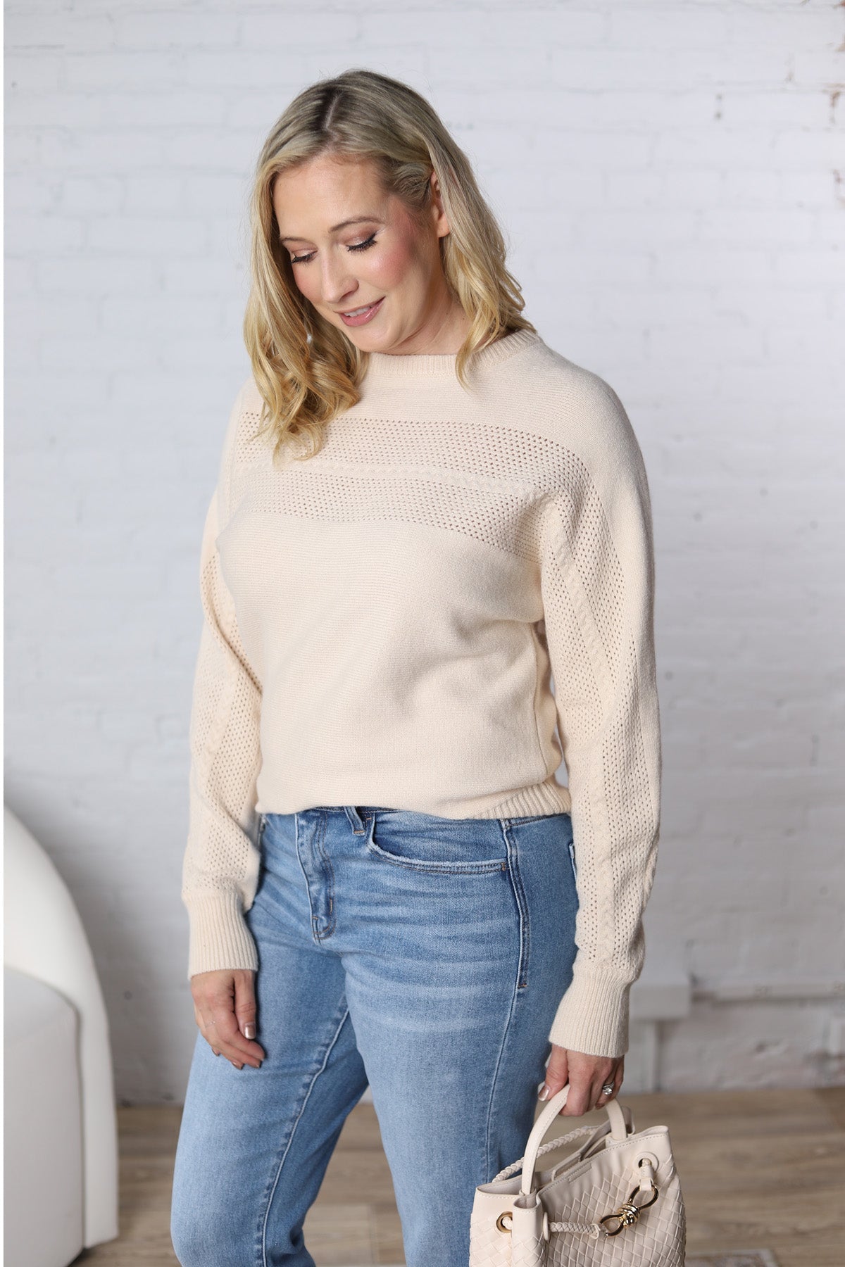 Halina Textured Sweater - Taupe