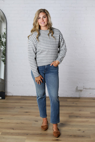 Hallie Cloud Stripe Crewneck Sweater