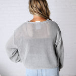 Halora Textured Knit Drop Shoulder Sweater - H. Grey