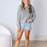 Halora Textured Knit Drop Shoulder Sweater - H. Grey