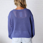Halora Textured Knit Drop Shoulder Sweater - Marlin
