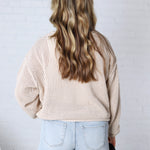 Halora Textured Knit Drop Shoulder Sweater - Sand Beige