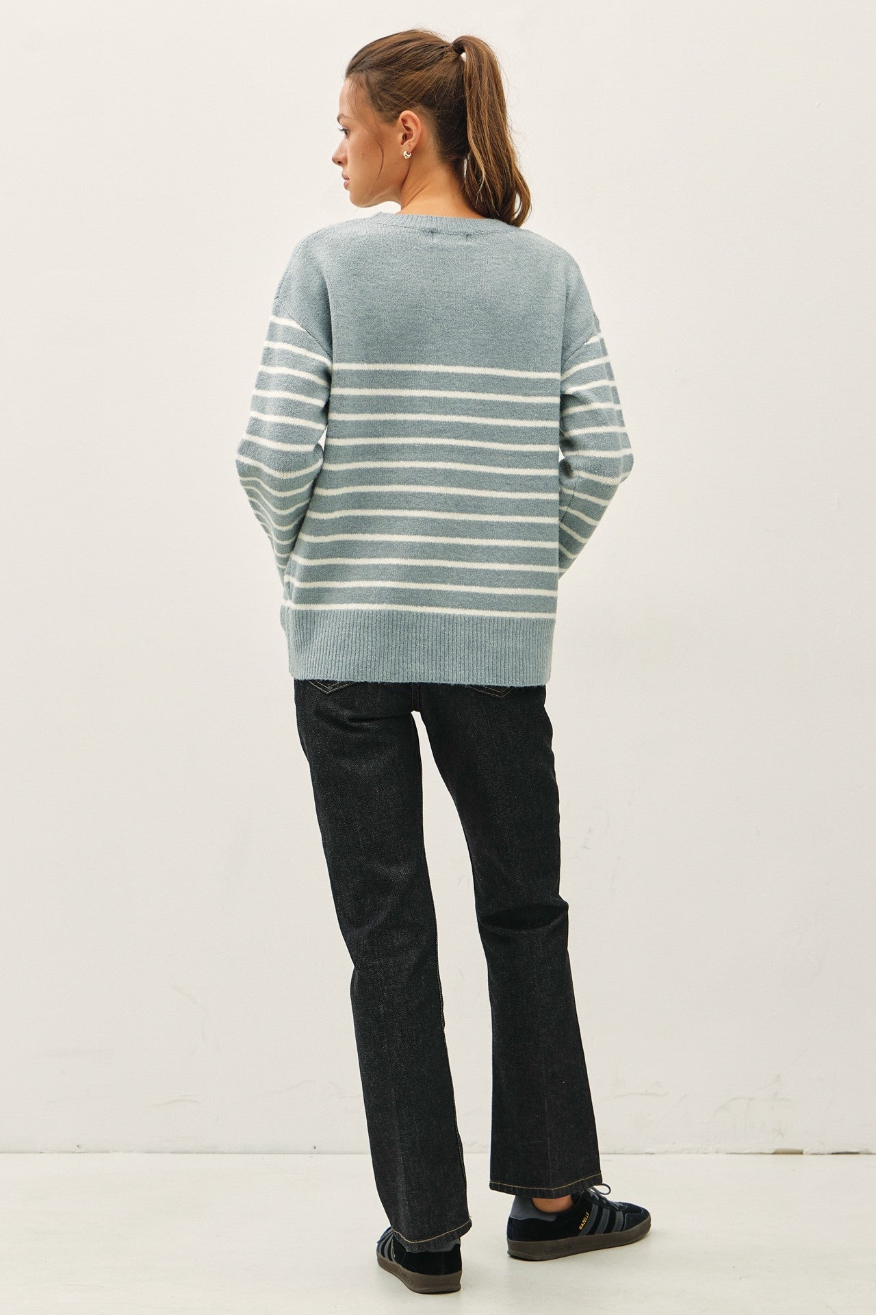 Harla Wool Blend Minimal Striped Sweater
