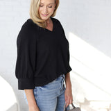 Harlan Cuff Sleeve Blouse - Black