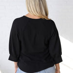 Harlan Cuff Sleeve Blouse - Black