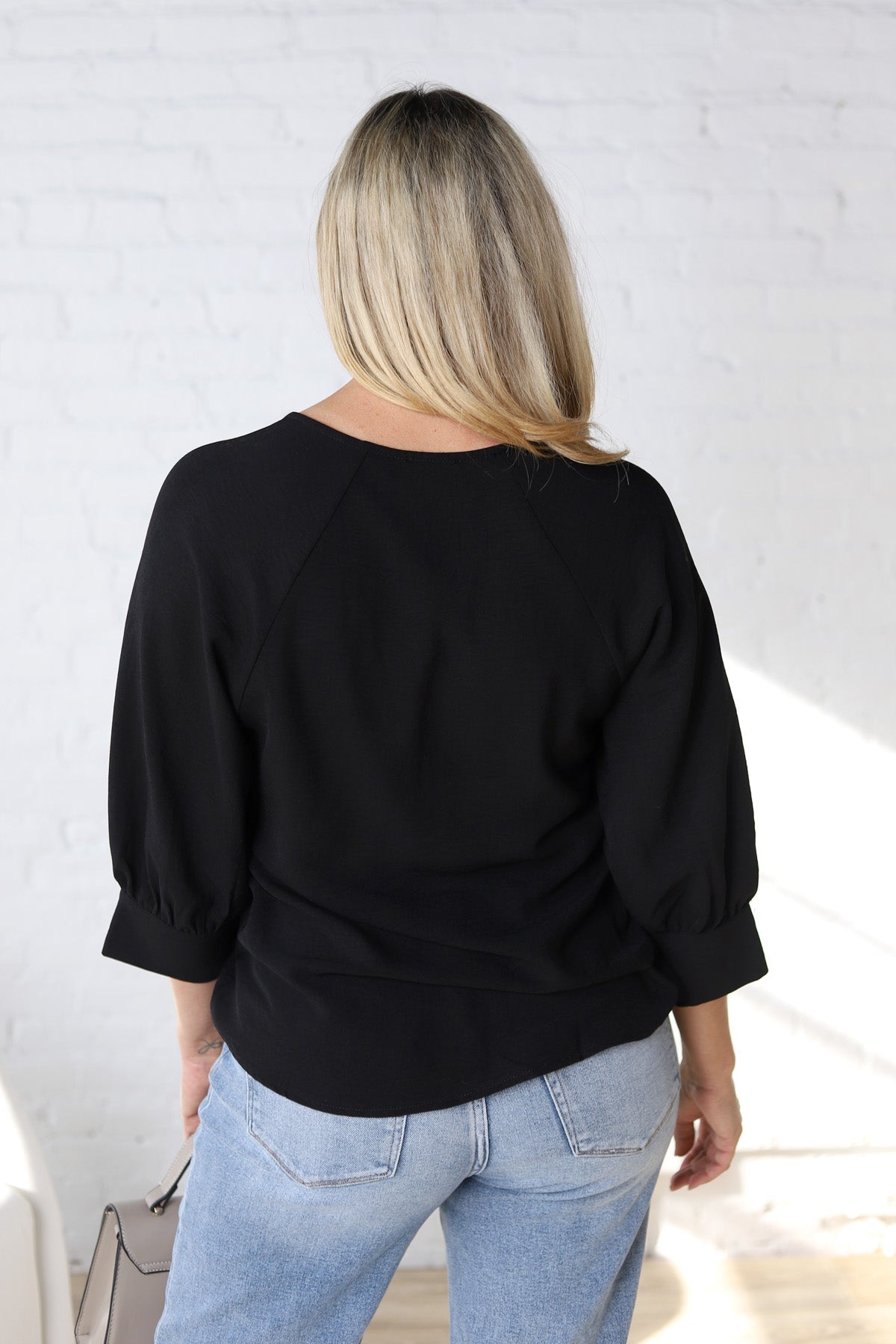 Harlan Cuff Sleeve Blouse - Black