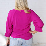 Harlan Cuff Sleeve Blouse - Magenta