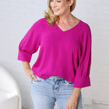 Harlan Cuff Sleeve Blouse - Magenta