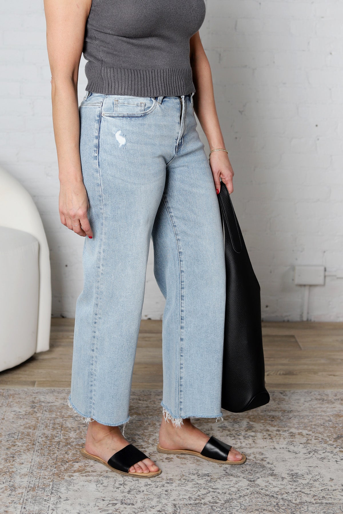 Harlea Ankle Wide Leg Denim - Electric Blue