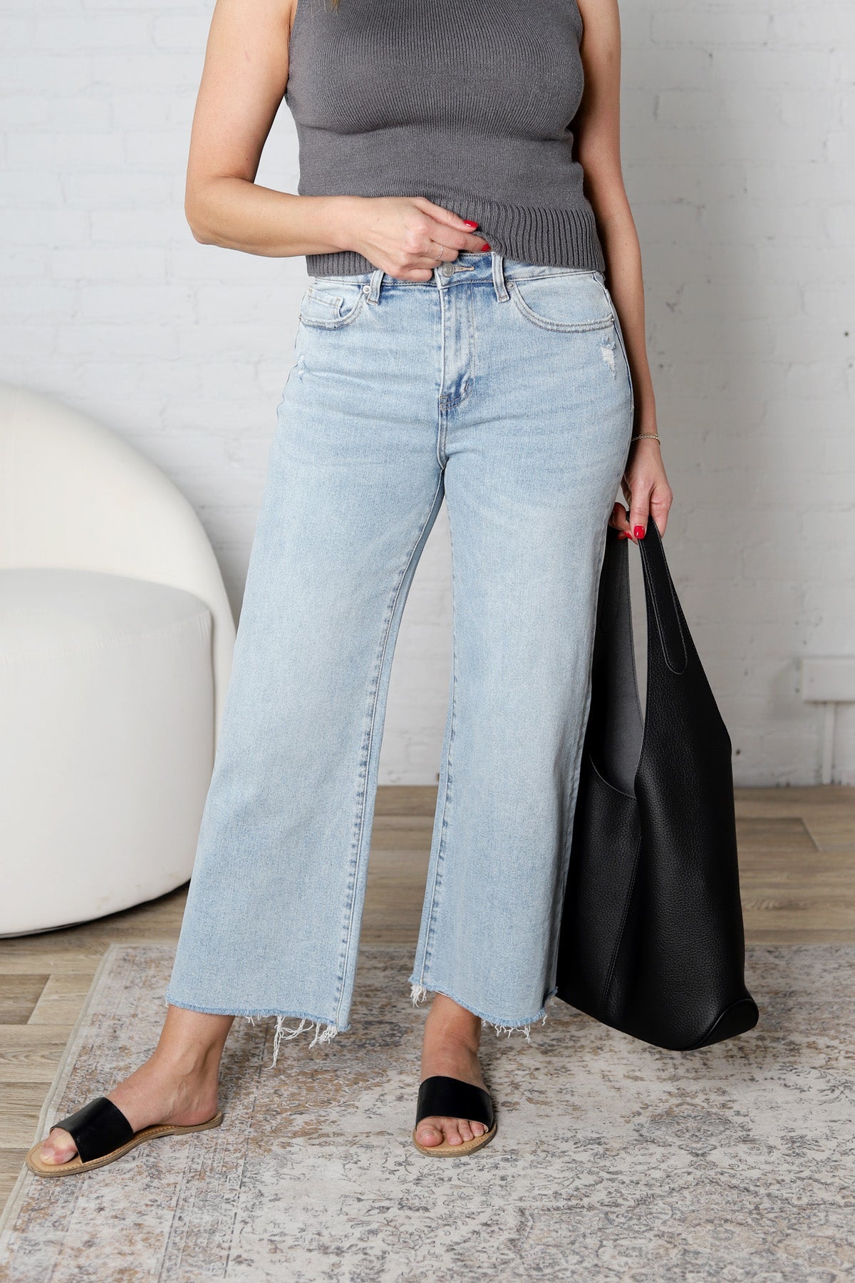 Harlea Ankle Wide Leg Denim - Electric Blue