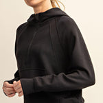 Harlen Modal Quarter Zip Hoodie Jacket - Black
