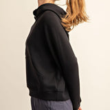 Harlen Modal Quarter Zip Hoodie Jacket - Black