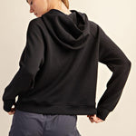Harlen Modal Quarter Zip Hoodie Jacket - Black