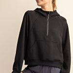 Harlen Modal Quarter Zip Hoodie Jacket - Black