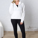 Harlen Modal Quarter Zip Hoodie Jacket - Cream