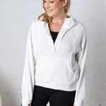 Harlen Modal Quarter Zip Hoodie Jacket - Cream