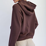 Harlen Modal Quarter Zip Hoodie Jacket - Espresso