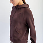 Harlen Modal Quarter Zip Hoodie Jacket - Espresso