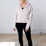 Harlen Modal Quarter Zip Hoodie Jacket - Mocha Cream