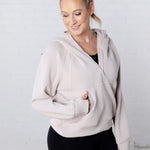 Harlen Modal Quarter Zip Hoodie Jacket - Mocha Cream