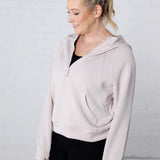 Harlen Modal Quarter Zip Hoodie Jacket - Mocha Cream