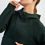 Harlen Modal Quarter Zip Hoodie Jacket - Regency Green