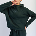 Harlen Modal Quarter Zip Hoodie Jacket - Regency Green