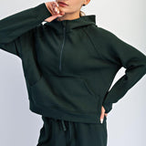Harlen Modal Quarter Zip Hoodie Jacket - Regency Green